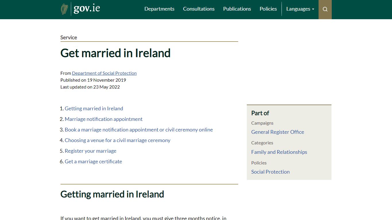 gov.ie - Get married in Ireland